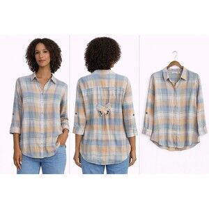 Soft Surroundings Rainbow Row Linen Tunic Top Small Pastel